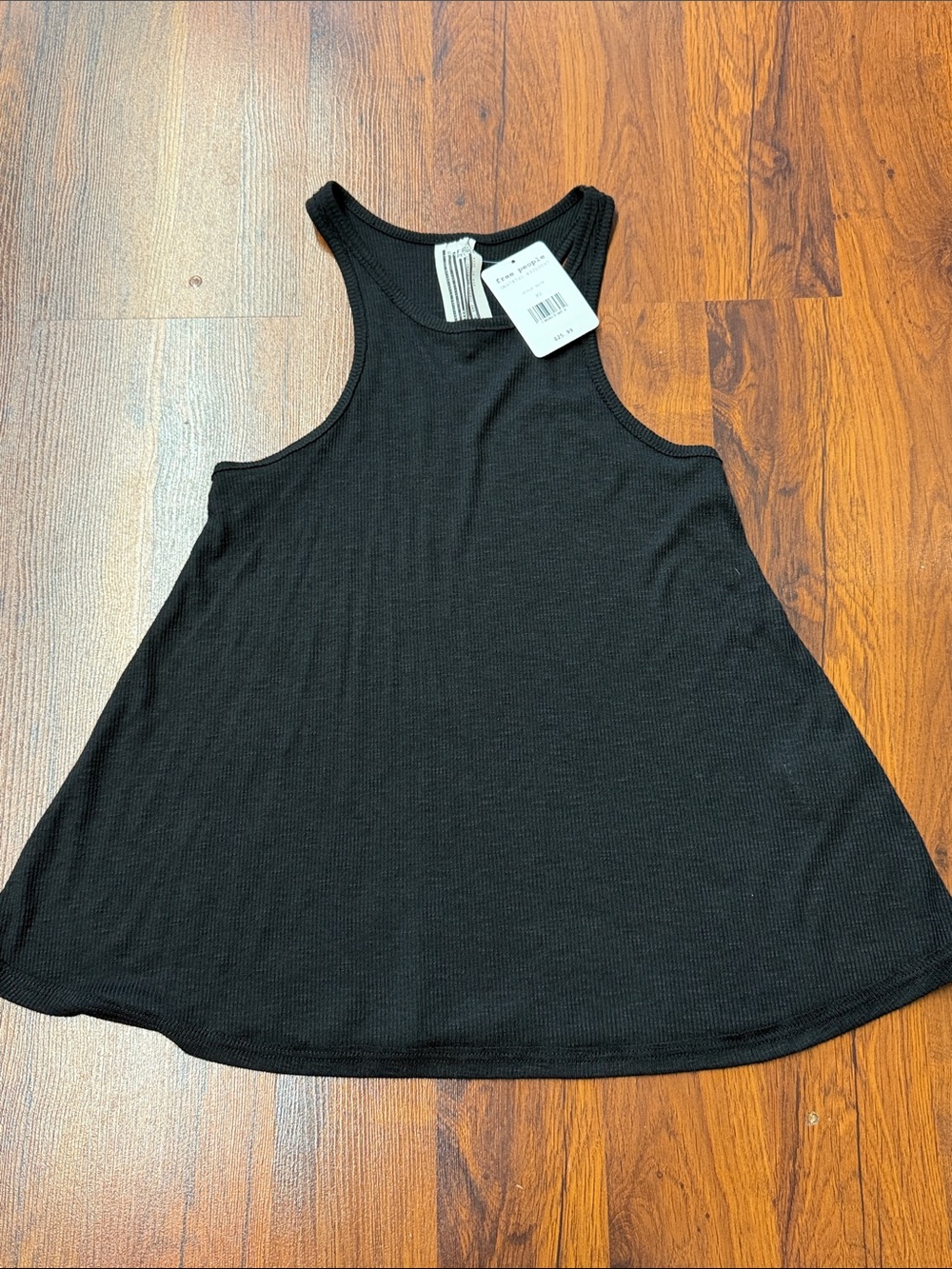 Free People Black Ribbed Flared Racerback Tank